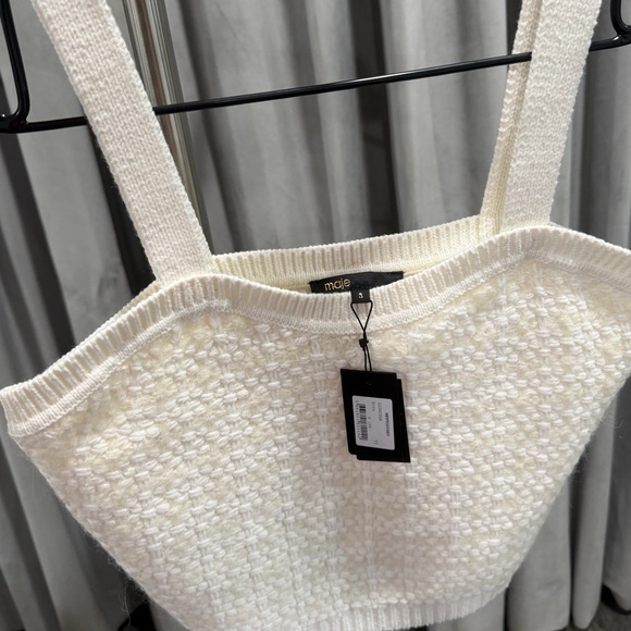 Maje White Textured Knit Crop Top - Picture 2 of 3